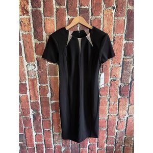 Calvin Klein Womens Black Short Sleeve Sheath Slip Dress Size 4 NWT
